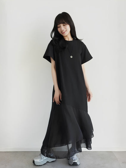 【小さいサイズ】シフォンドッキングマキシワンピース