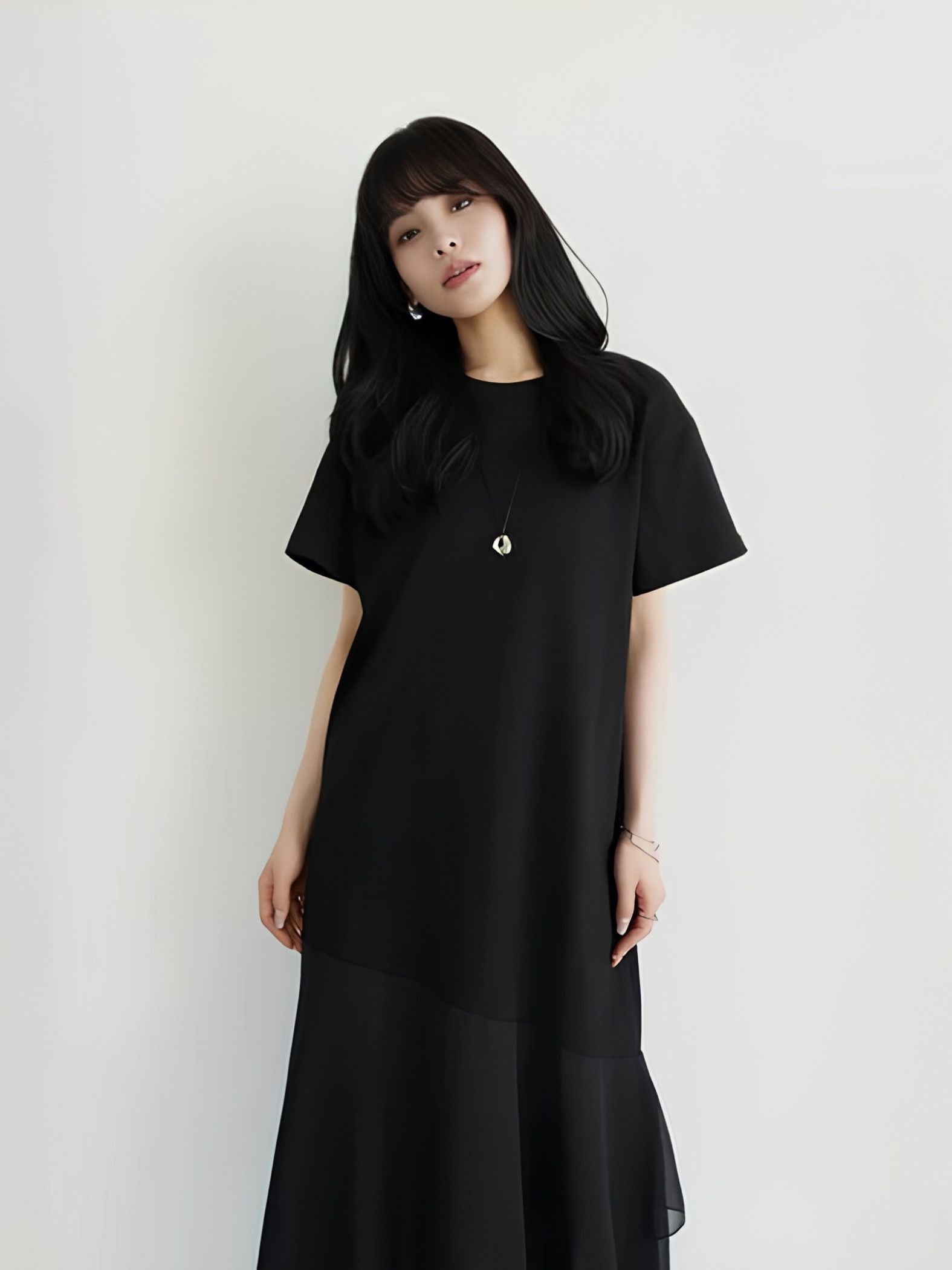 【小さいサイズ】シフォンドッキングマキシワンピース