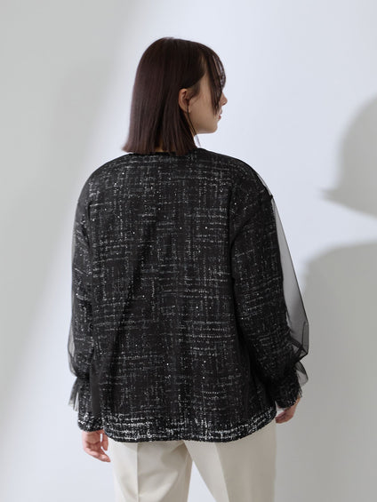 チュールレイヤーセットツィードジャケット