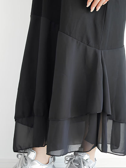 【小さいサイズ】シフォンドッキングマキシワンピース
