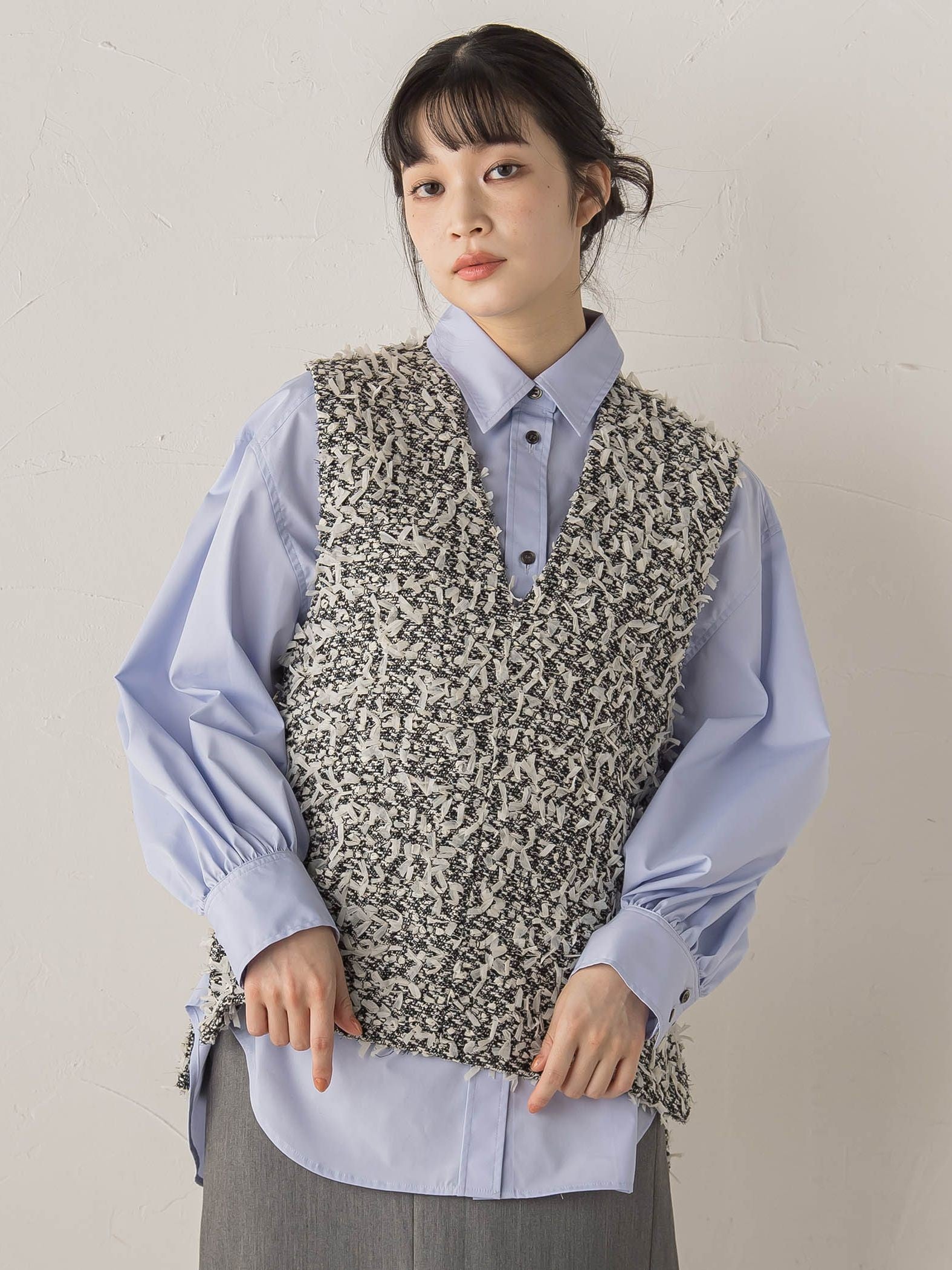 モナコツィードブラウス≪手洗い可能≫