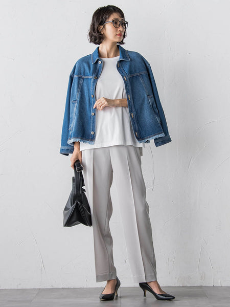 【大きいサイズ】【受注会限定】トリアセチノテーパードパンツ