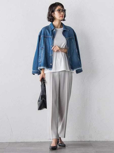 【大きいサイズ】【受注会限定】トリアセチノテーパードパンツ