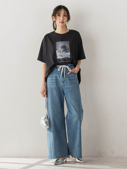 チュール重ねフォトTシャツ