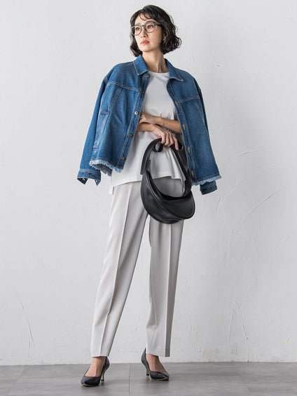 【大きいサイズ】【受注会限定】トリアセチノテーパードパンツ