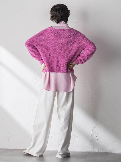 ファンシーヤーンボートネックニットプルオーバー≪手洗い可能≫