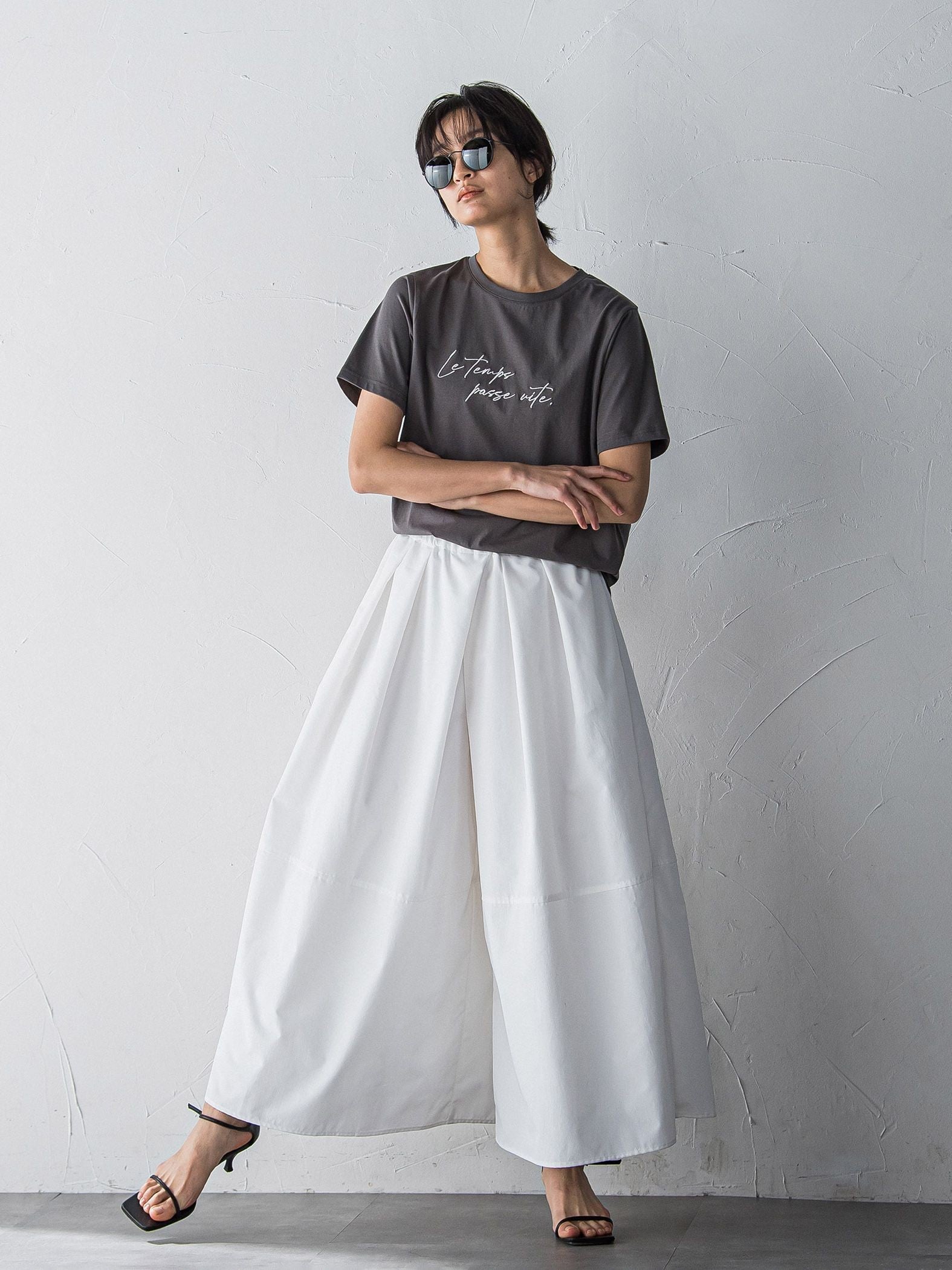 タックボリュームキュロットパンツ≪洗濯機で洗える≫