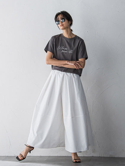 タックボリュームキュロットパンツ≪洗濯機で洗える≫