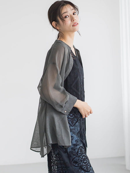 【WEB限定】シアーリネンライクBACKリボンシャツ≪手洗い可能≫