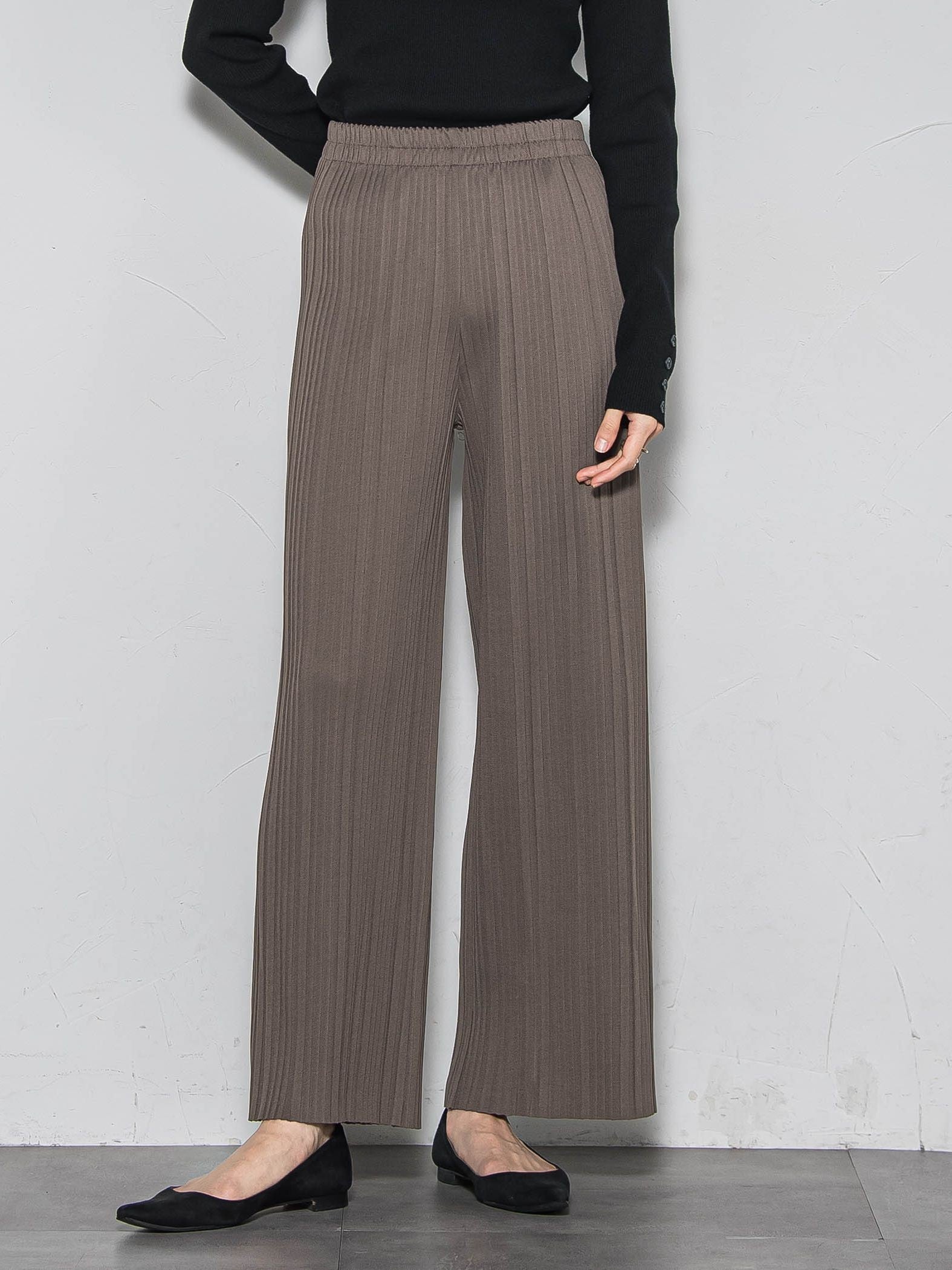 【WEB限定】裏起毛プリーツパンツ≪手洗い可能≫