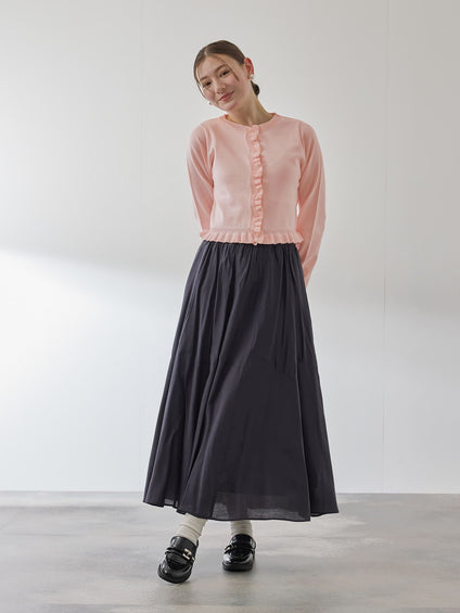 スポンディッシュニットフリルカーディガン≪手洗い可能≫