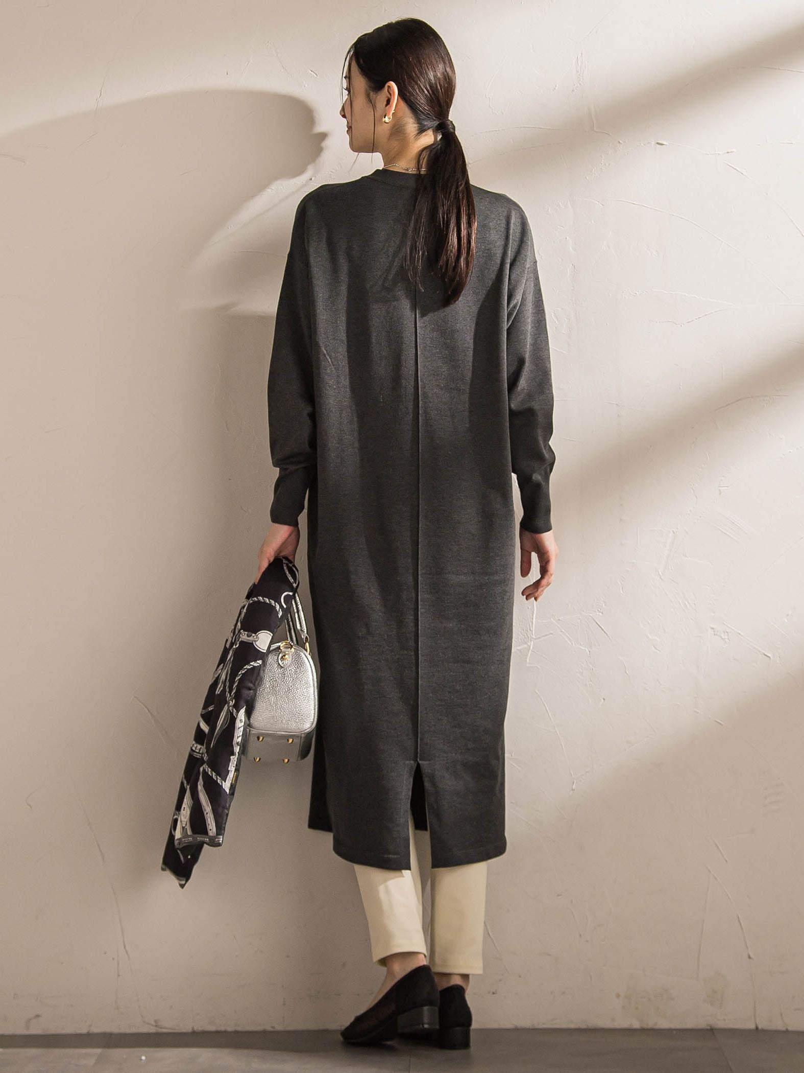 【WEB限定】Vネックニットワンピース≪丈長めあり/手洗い可能≫