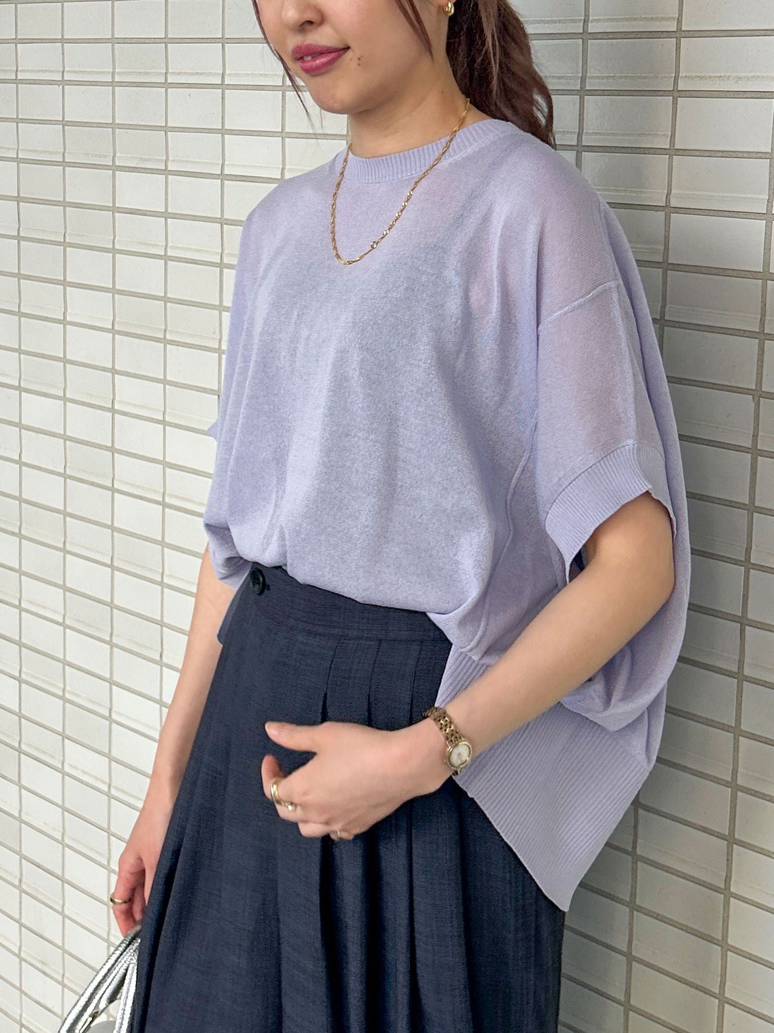 【WEB限定】リネンライクシアーニット≪手洗い可能≫