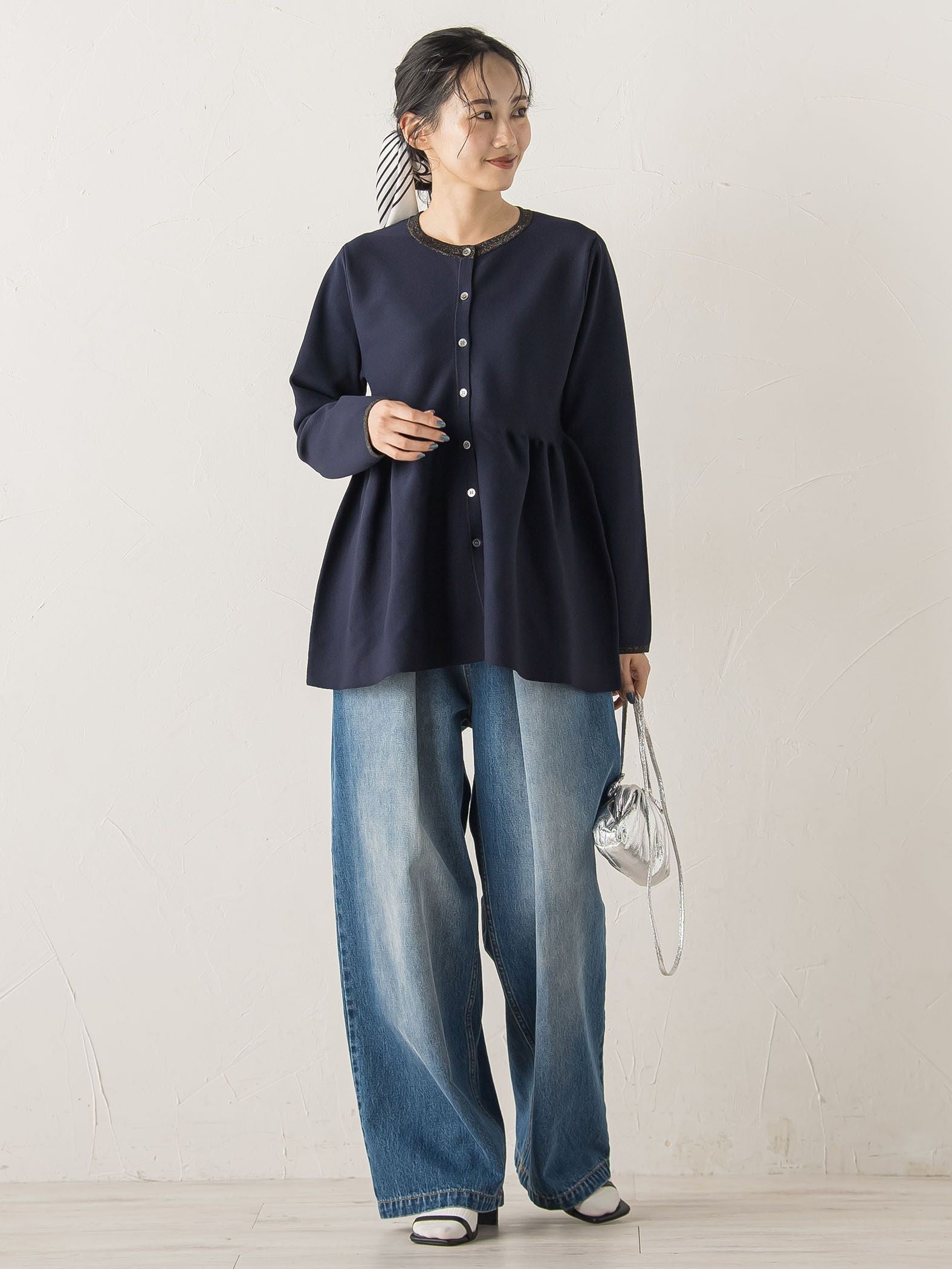 タックデニムパンツ≪洗濯機で洗える≫