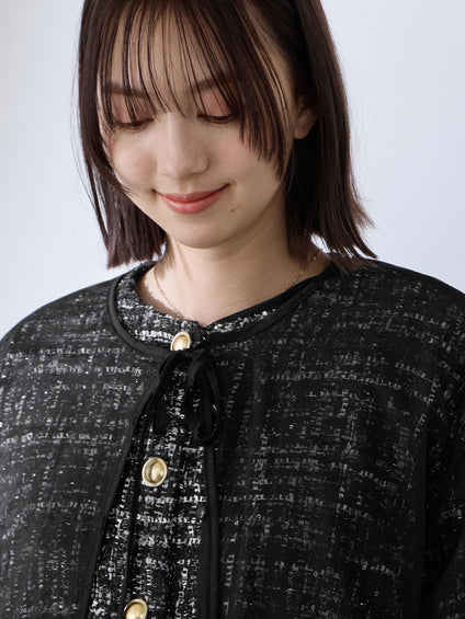 チュールレイヤーセットツィードジャケット