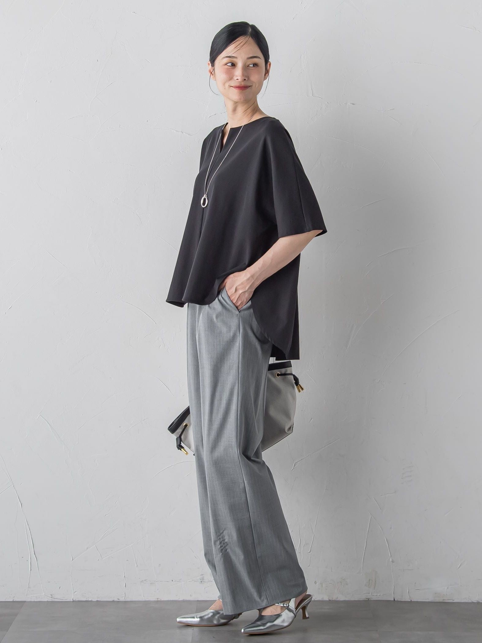 【WEB限定】≪夏の体型カバーに≫タックフレアカットソー