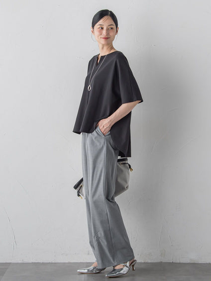 【WEB限定】≪夏の体型カバーに≫タックフレアカットソー