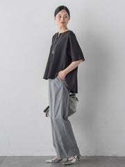【WEB限定】≪夏の体型カバーに≫タックフレアカットソー