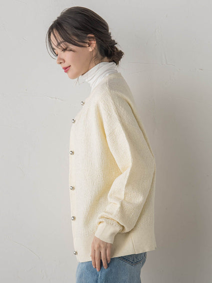 フクレジャガードニットカーディガン≪手洗い可能≫