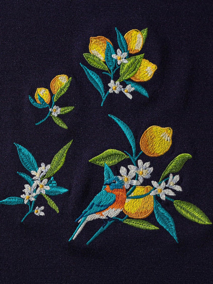 レモン刺繍ニットカーディガン
