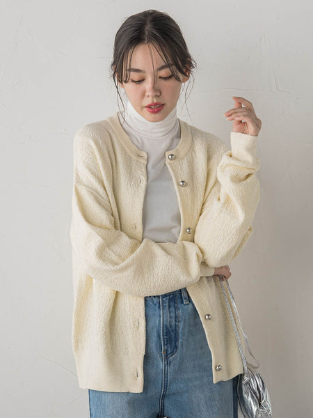 フクレジャガードニットカーディガン≪手洗い可能≫