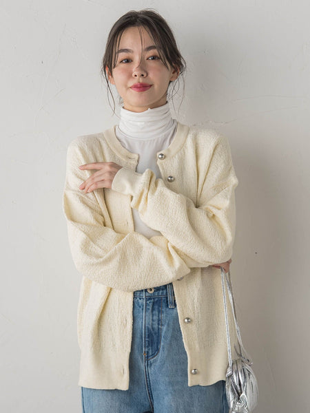 フクレジャガードニットカーディガン≪手洗い可能≫