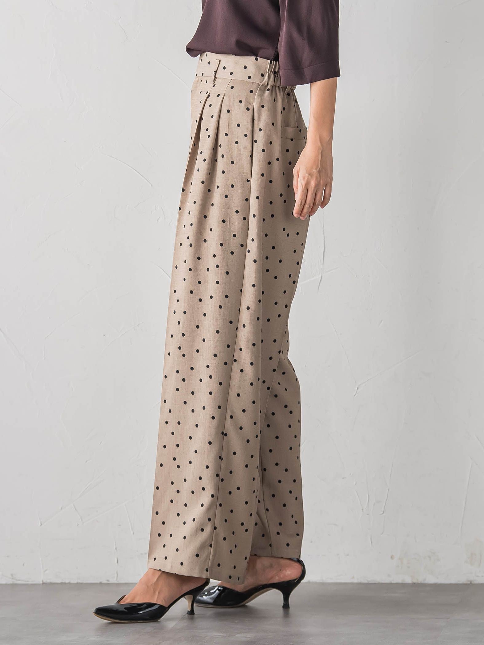リネンライクスラブドットパンツ