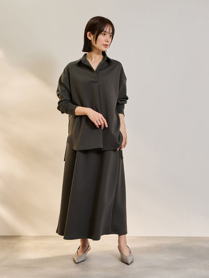 【SET】ダンボールニットスキッパートップ×スカート2ピース