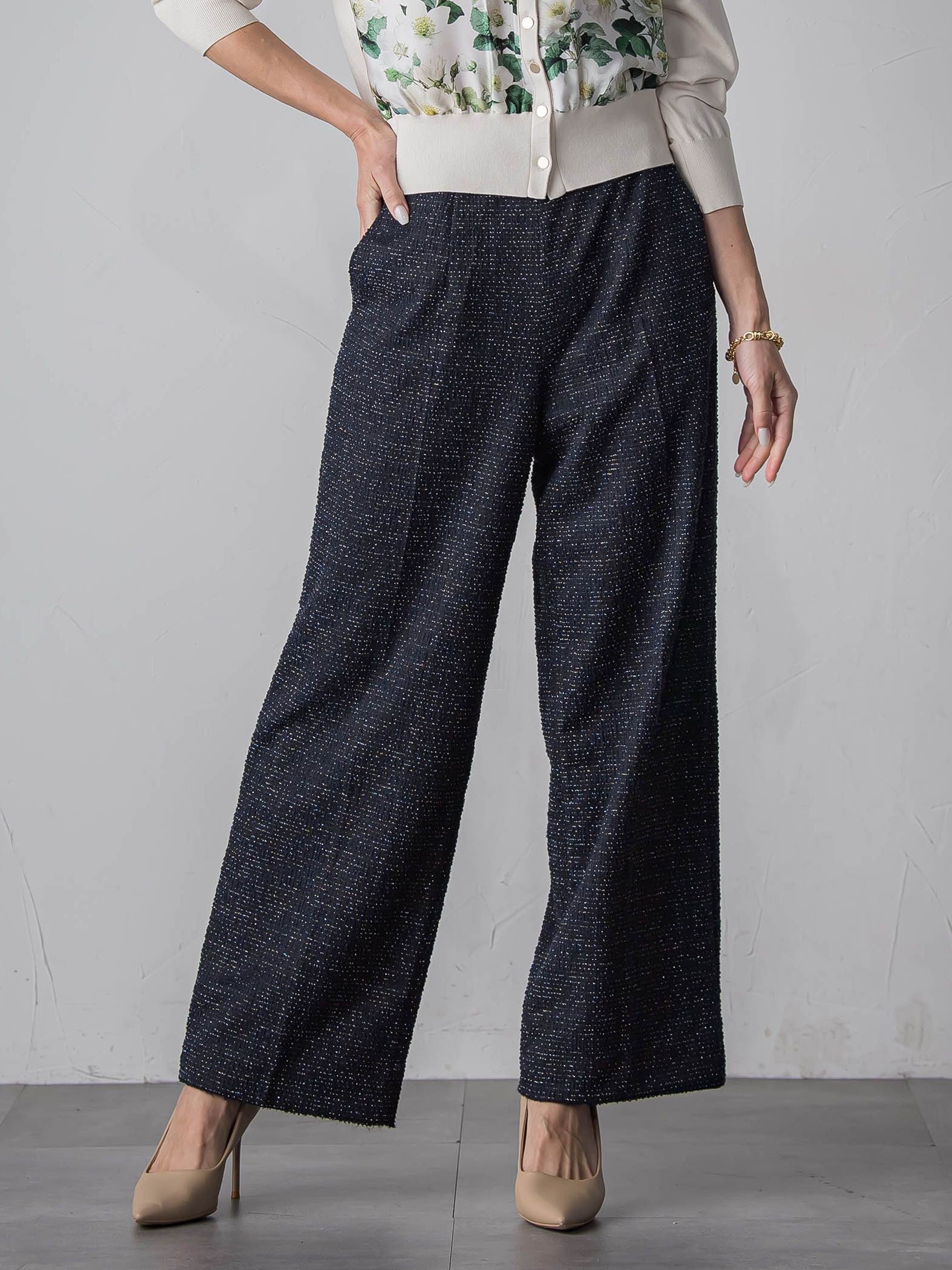 ツイードラメワイドパンツ