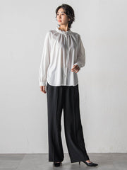 【大きいサイズ】ドレープブロードストレッチブラウス