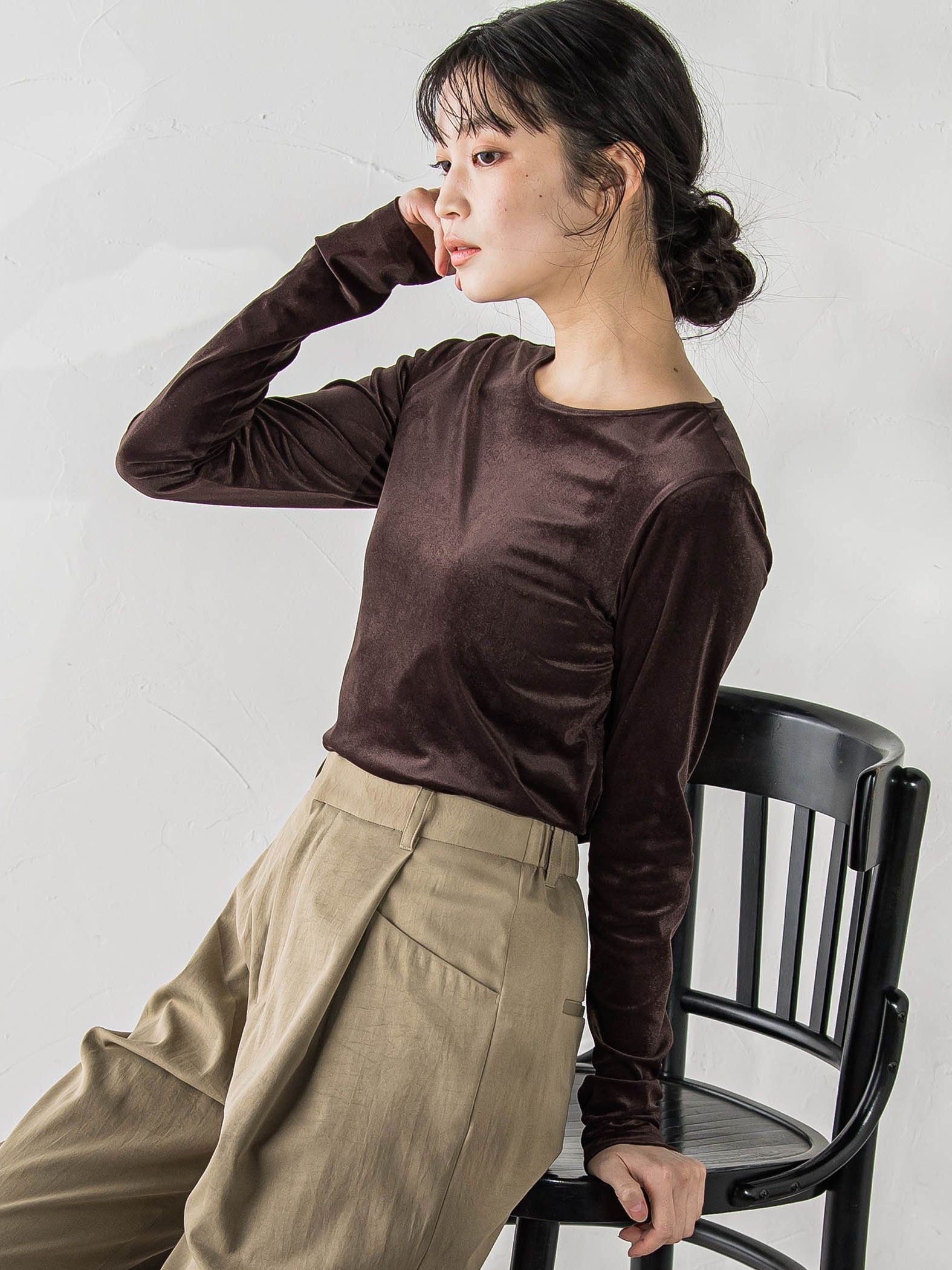 シアーベロアカットソー≪手洗い可能≫