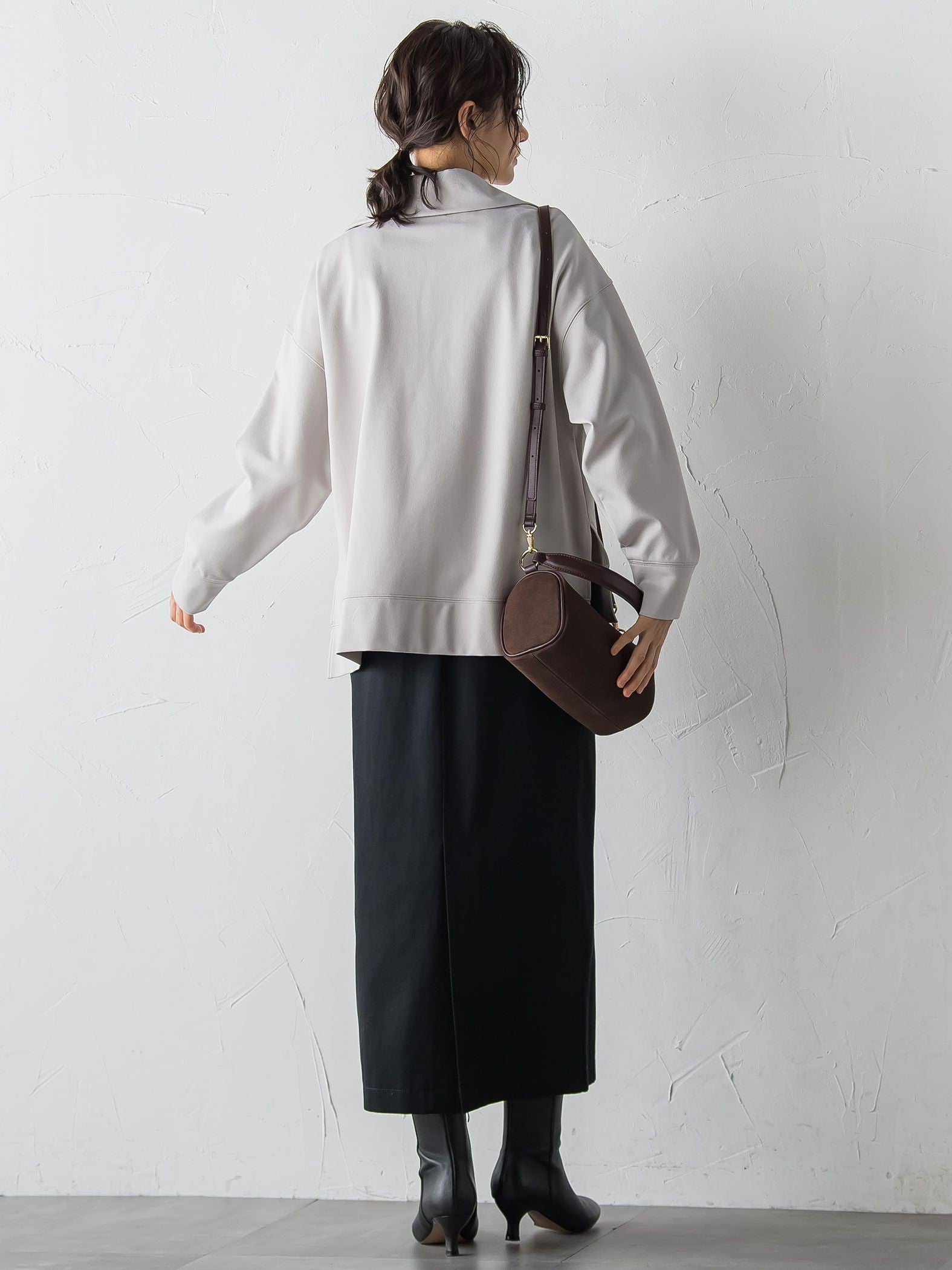 【受注会限定】刺繍あり/裏起毛ハーフジップカットソー≪洗濯機で洗える≫
