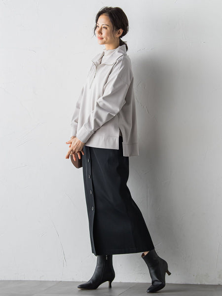 【受注会限定】刺繍あり/裏起毛ハーフジップカットソー≪洗濯機で洗える≫
