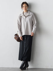 【受注会限定】刺繍あり/裏起毛ハーフジップカットソー≪洗濯機で洗える≫