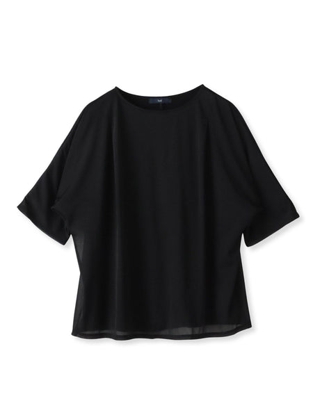 【大きいサイズ】トリコットシフォンカットソー≪洗濯機で洗える≫