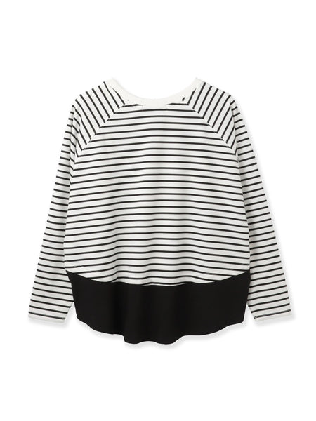 ポンチローマ異素材ラウンドヘムカットソー