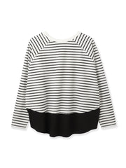 ポンチローマ異素材ラウンドヘムカットソー