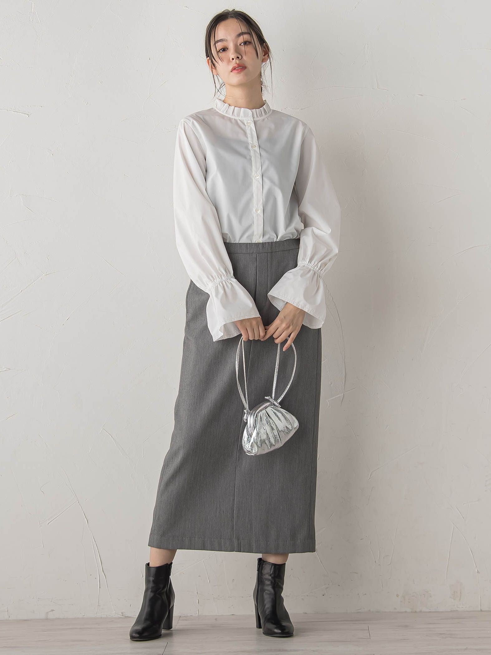 襟フリルブラウス≪洗濯機で洗える≫