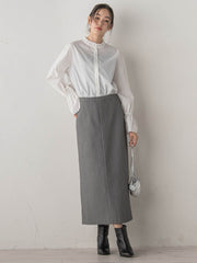 襟フリルブラウス≪洗濯機で洗える≫