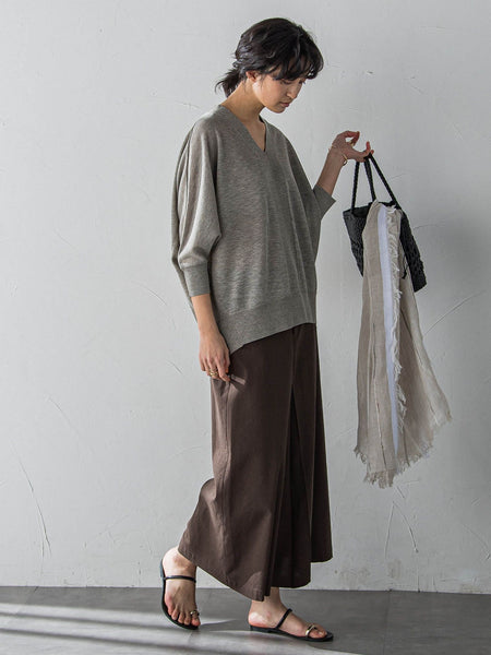LEVITAシアーVネックドルマンニットプルオーバー≪手洗い可能≫