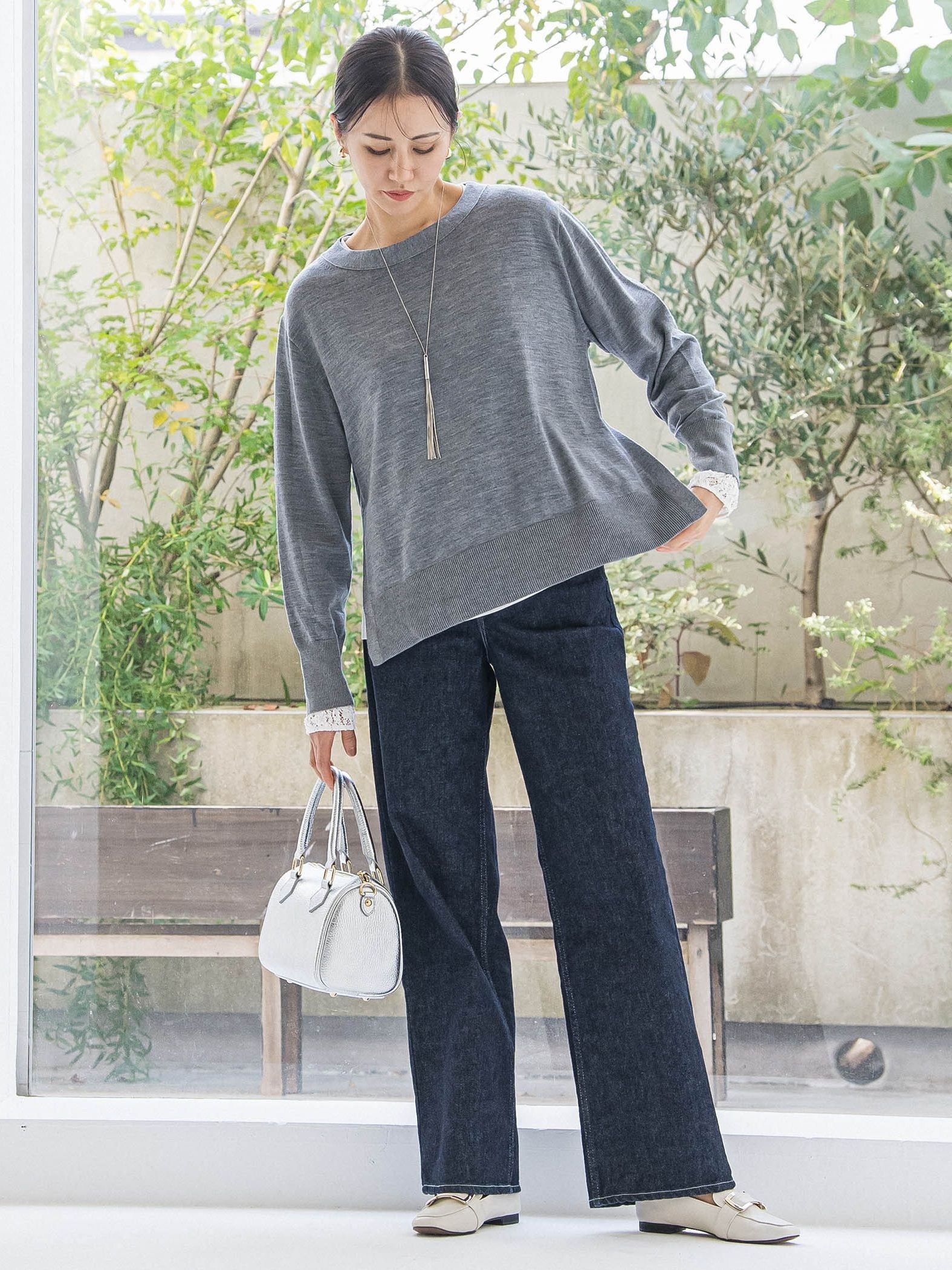 【JAPAN BLUE JEANS】デニムワイドパンツ≪洗濯機で洗える≫