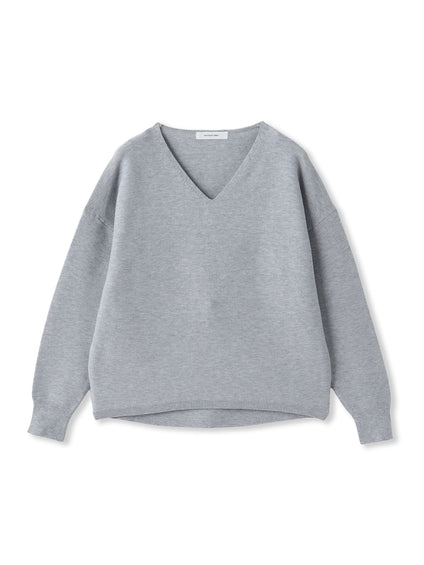 Vネックラメガーターニットプルオーバー≪手洗い可能≫