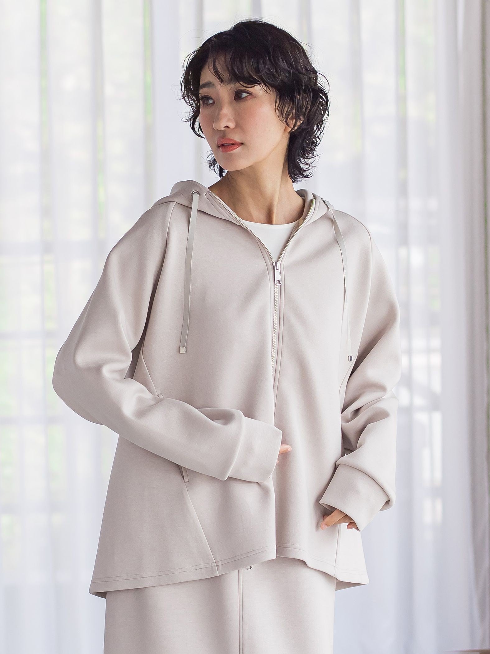 【大きいサイズ】ストレッチダンボールジップパーカー