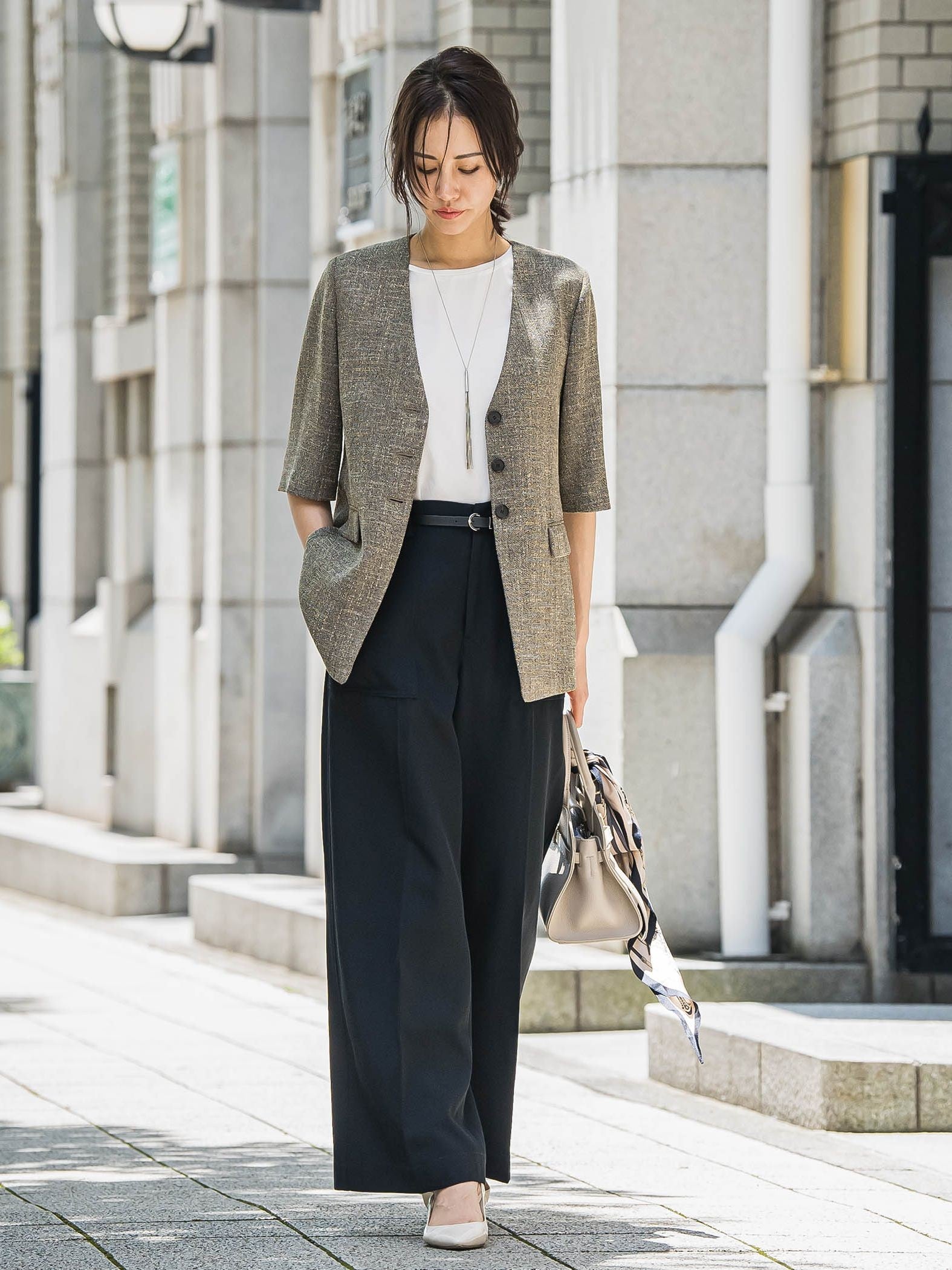 トリッカースラブハーフスリーブジャケット≪手洗い可能・防シワ・UV≫