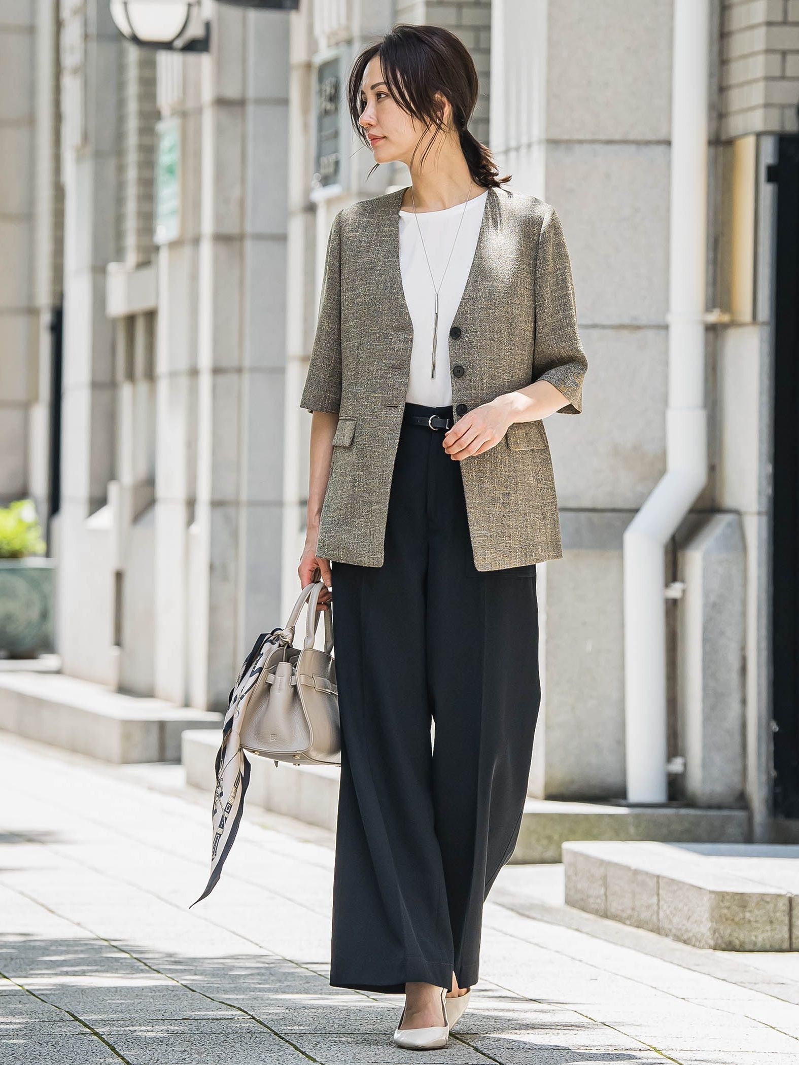 トリッカースラブハーフスリーブジャケット≪手洗い可能・防シワ・UV≫