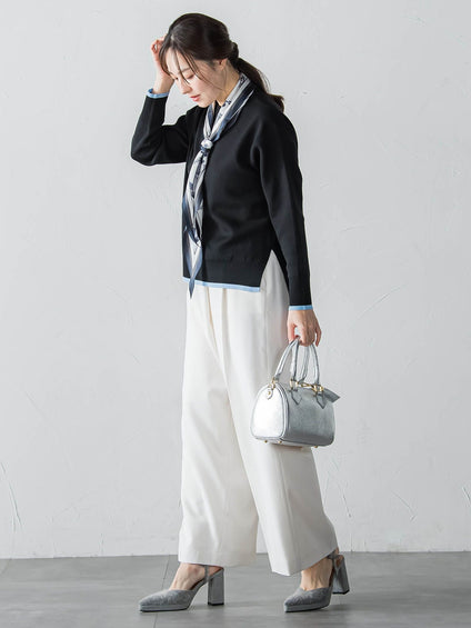 配色クルーネックニット≪洗える≫