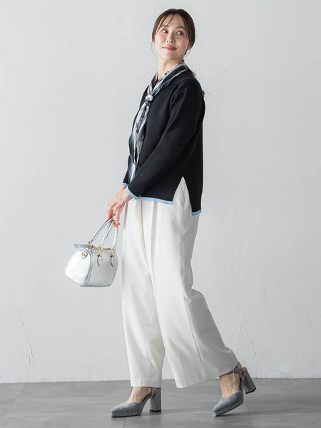 配色クルーネックニット≪洗える≫