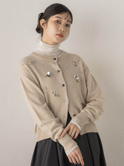 ビジュー刺繍カーディガン≪手洗い可能≫