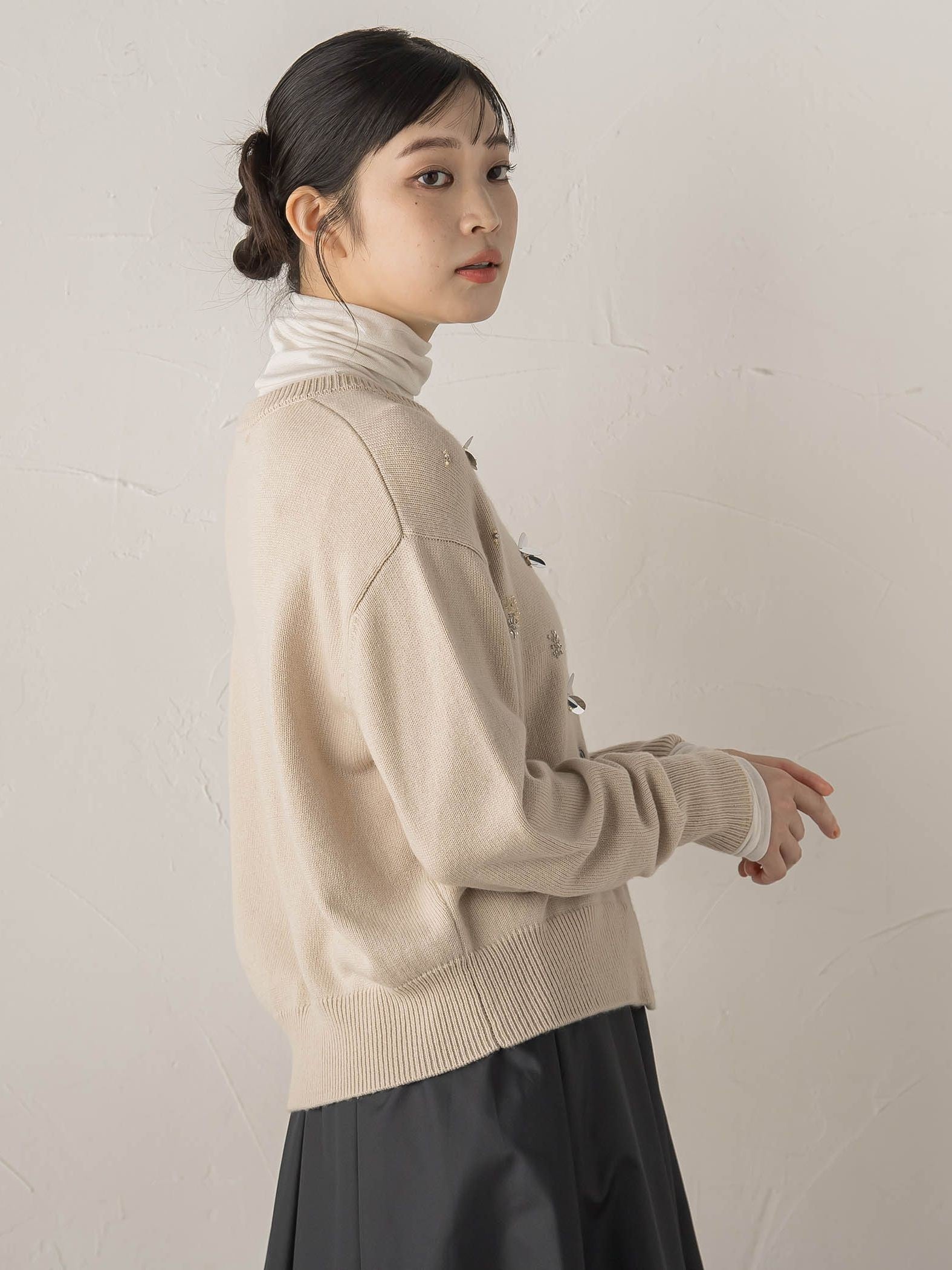 ビジュー刺繍カーディガン≪手洗い可能≫