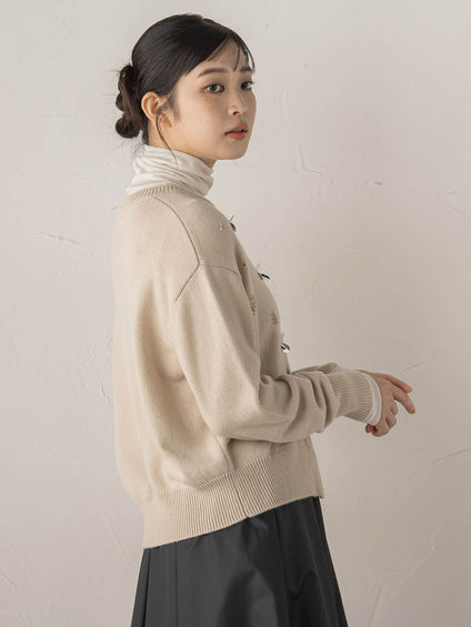 ビジュー刺繍カーディガン≪手洗い可能≫